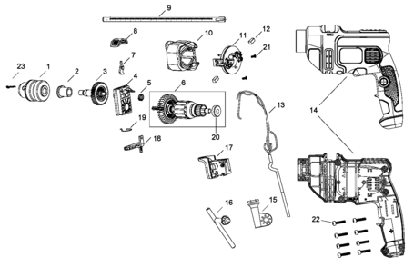 Page A Diagram and Parts List for STDH6013-B2C 1 Black and Decker Hammer Drill